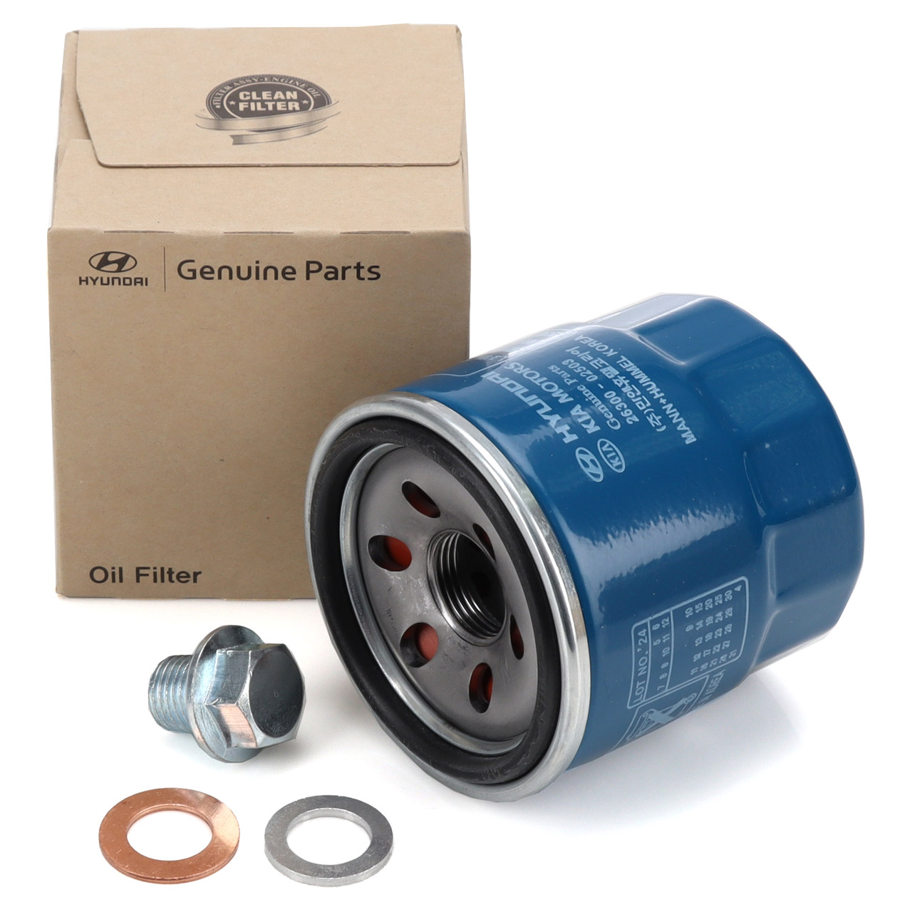 ORIGINAL Hyundai Kia &Ouml;lfilter + Schraube Bayon Getz Kona i10 i20 i30 Cee'D Picanto Rio