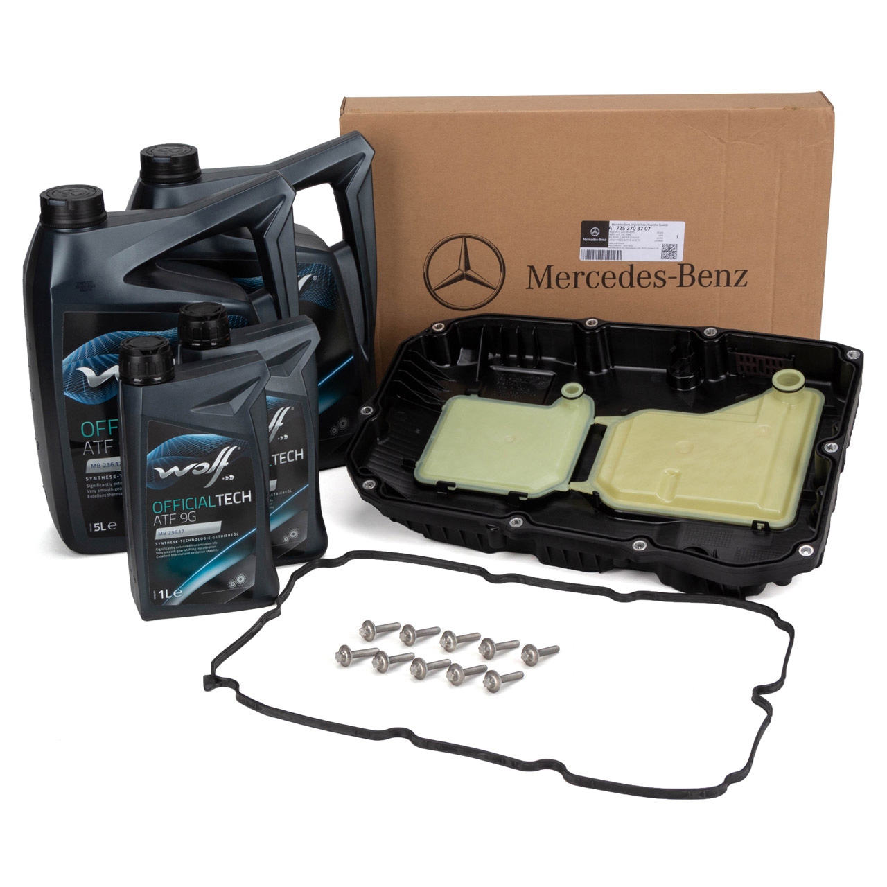 ORIGINAL Mercedes Automatikgetriebeölwanne 9-Gang 725.0 + 12L WOLF Getriebeöl MB 236.17
