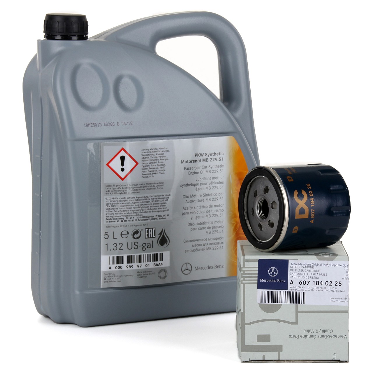 5 Liter ORIGINAL Mercedes-Benz &Ouml;L Motor&ouml;l 5W30 MB 229.51 + &Ouml;lfilter 6071840225