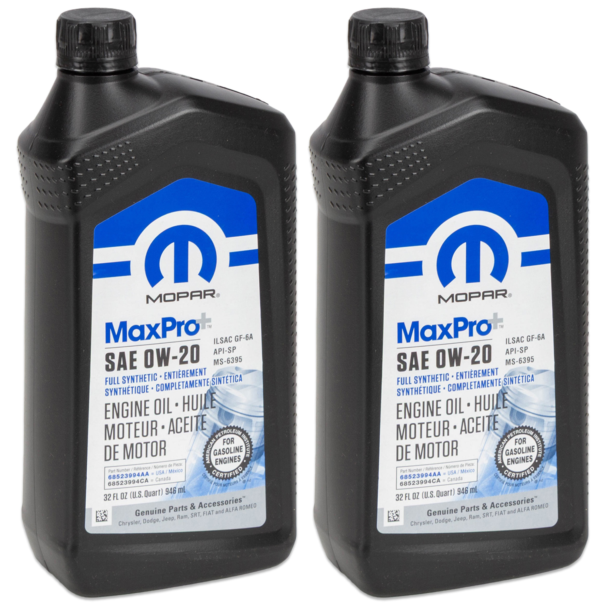2x 946ml MOPAR 0W20 Motor&ouml;l CHRYSLER DODGE JEEP RAM FIAT ALFA ROMEO K68218950AB