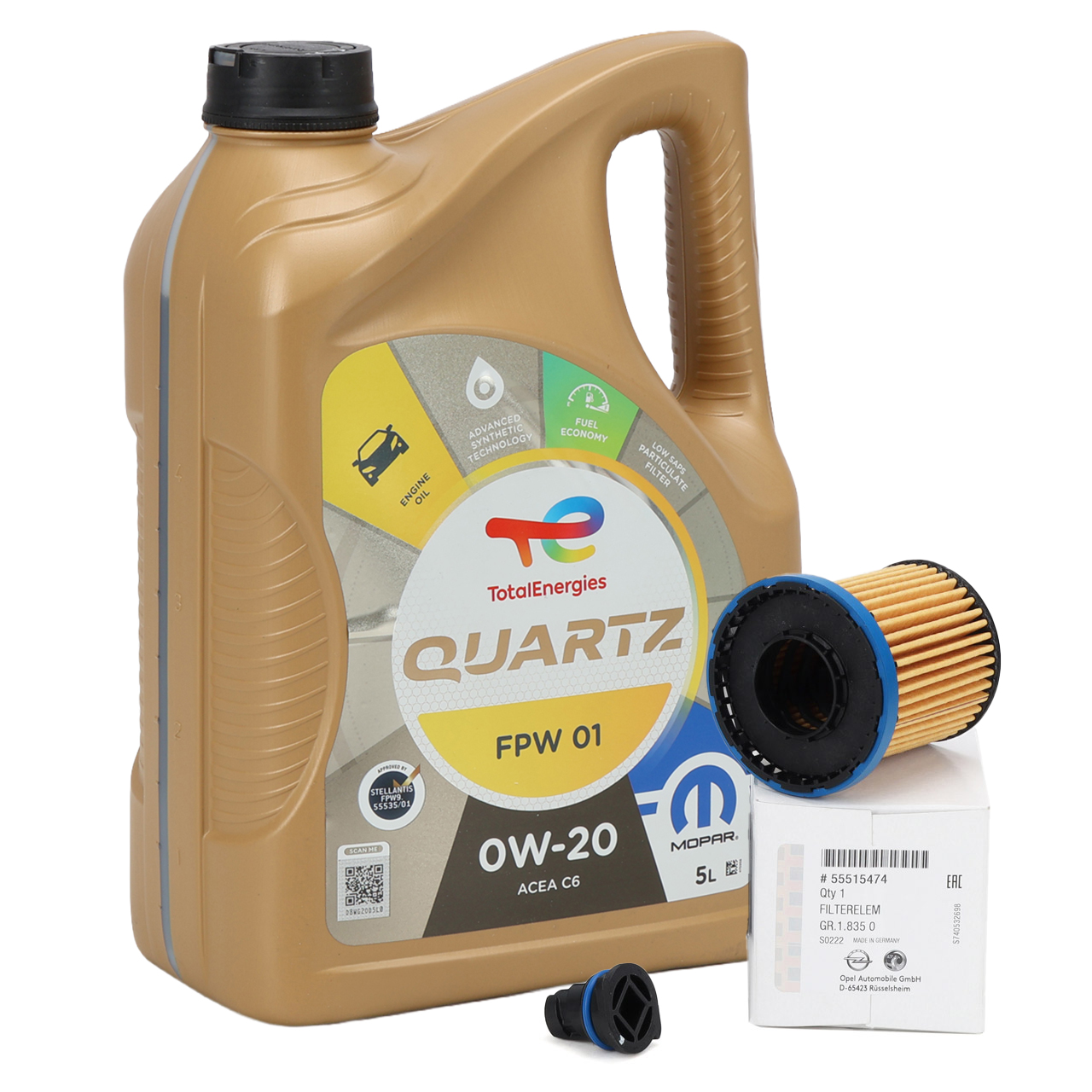 5L TOTAL QUARTZ FPW 01 0W-20 + ORIGINAL MOPAR &Ouml;lfilter Astra K Insignia B 1.5 CRDi/CDTi