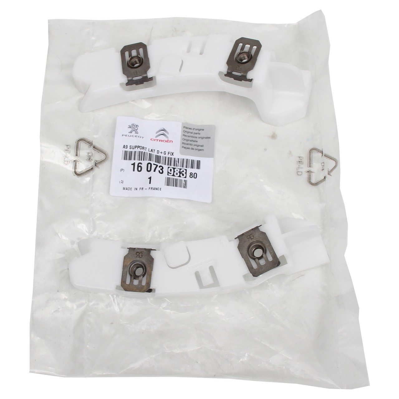 ORIGINAL Peugeot bumper bracket set 208 front left + right 1607398380