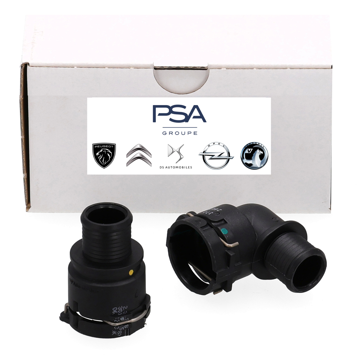 2x ORIGINAL PSA Opel INLET+OUTLET connection piece heating Mokka / X (J13) 1.4 1.6