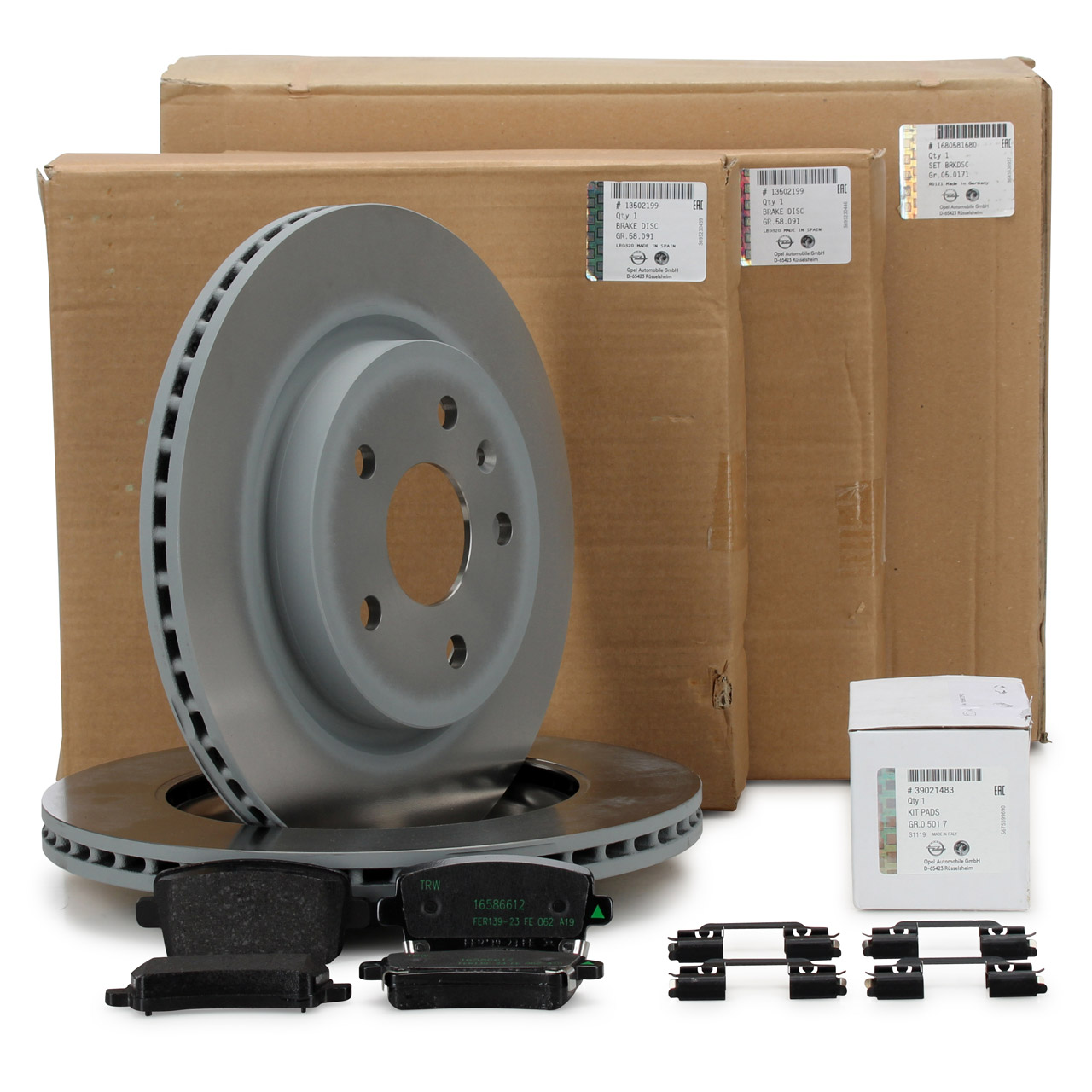 ORIGINAL GM Opel Bremsscheiben + Bel&auml;ge INSIGNIA A 17/18 Zoll hinten 95516092