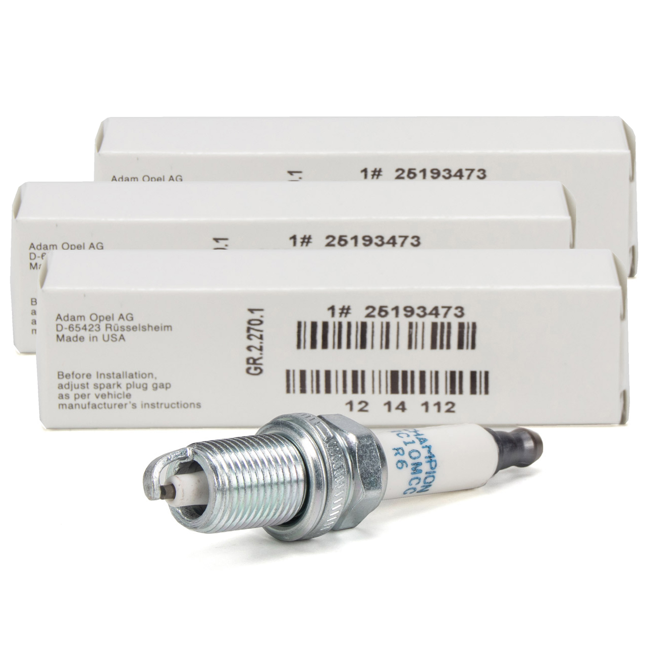 3x ORIGINAL GM Opel Z&uuml;ndkerze Corsa C D Agila A 1.0 / 1.0 12V 58/60 PS 25193473