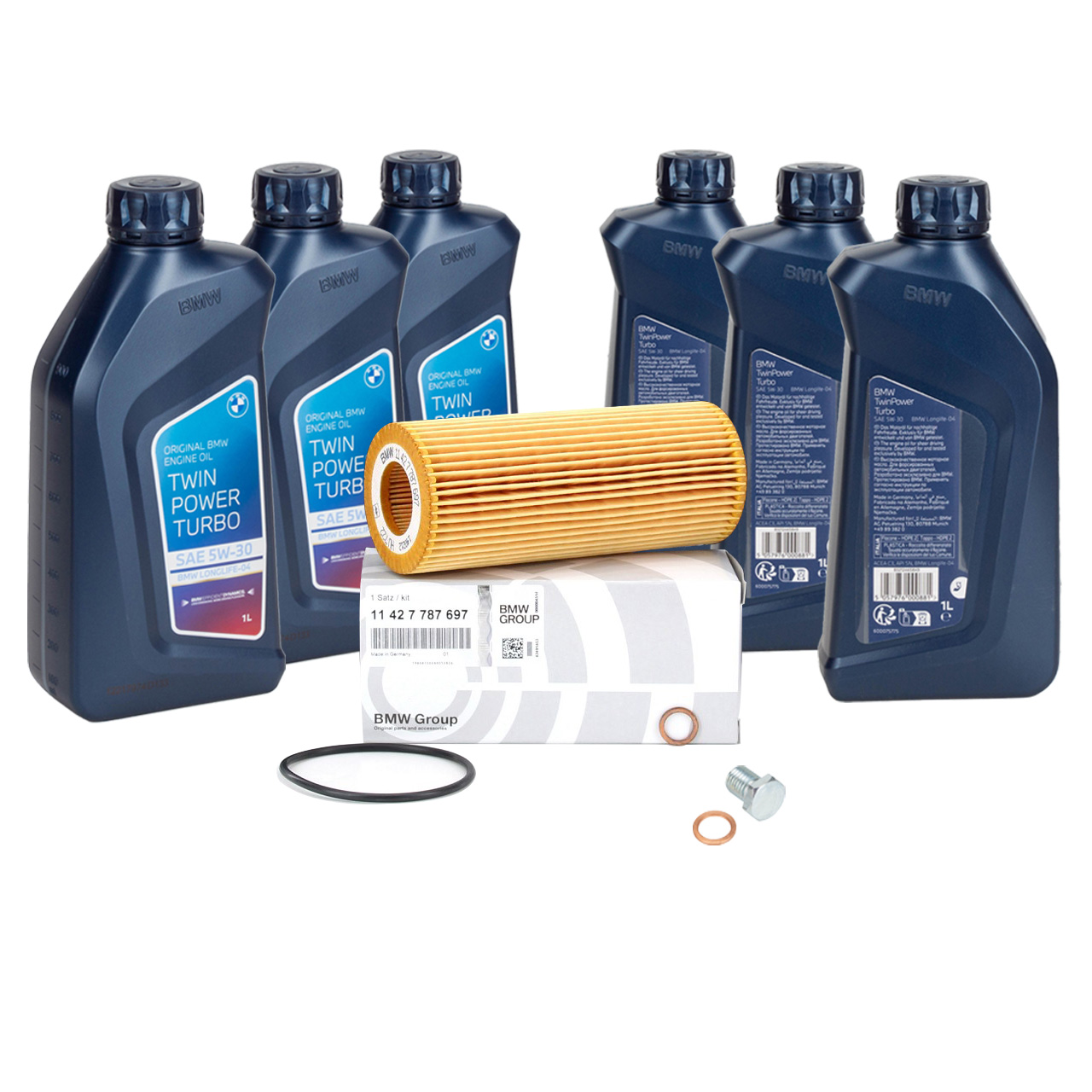 6L 6 Liter ORIGINAL BMW Motor&ouml;l &Ouml;l 5W30 LongLife-04 + &Ouml;lfilter 11427787697
