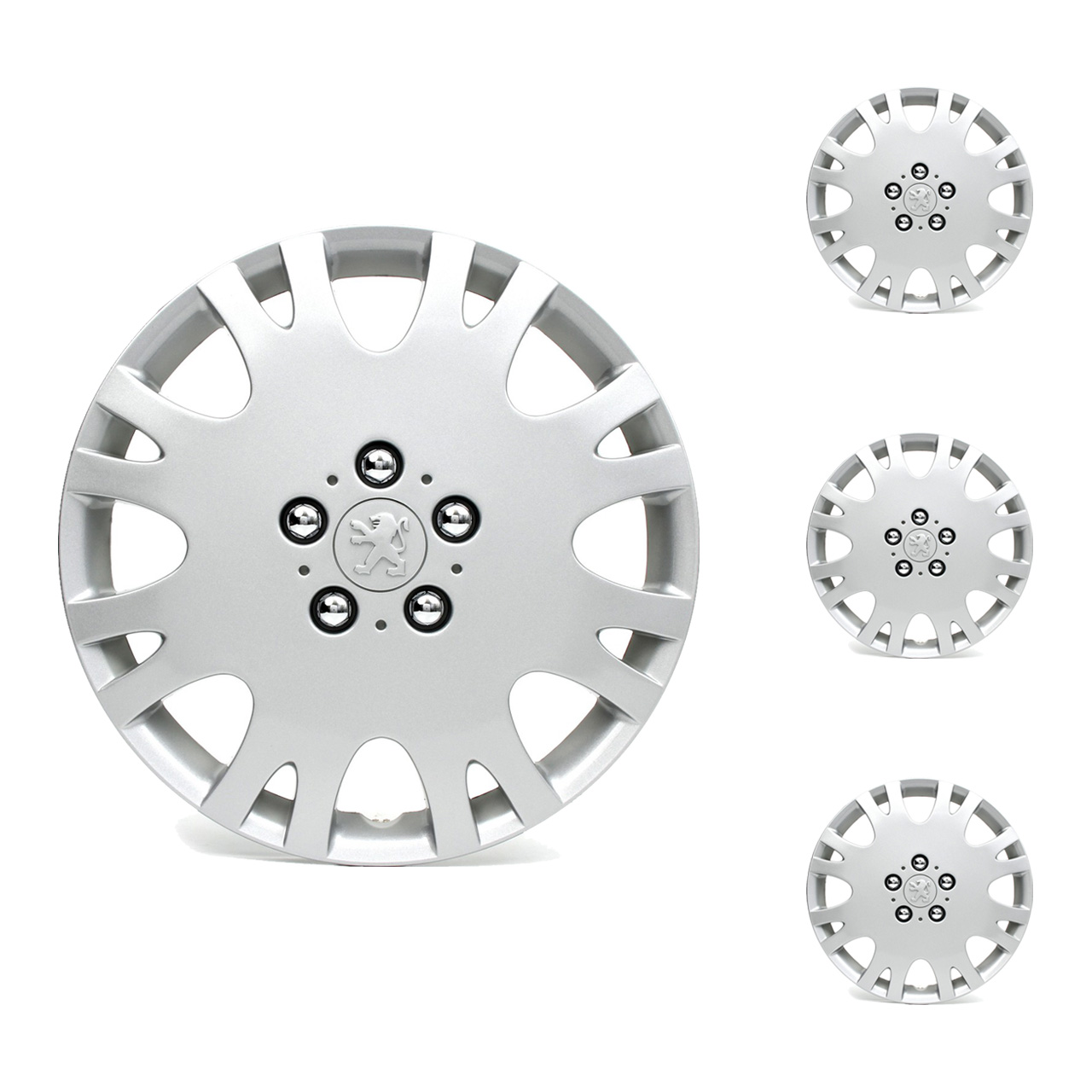 4x ORIGINAL Peugeot hubcap 16 inch PRESTIGE 207 307 308 406 407 607 9606.PX