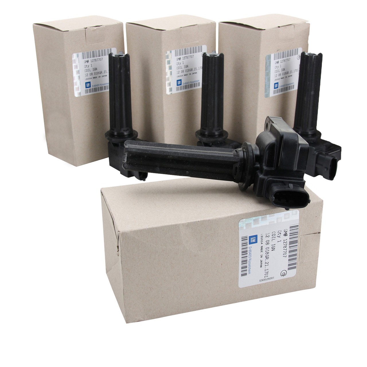 4x ORIGINAL Opel GM ignition coil, 4-pin, Signum Vectra C 2.0 Turbo 175 hp 1208018