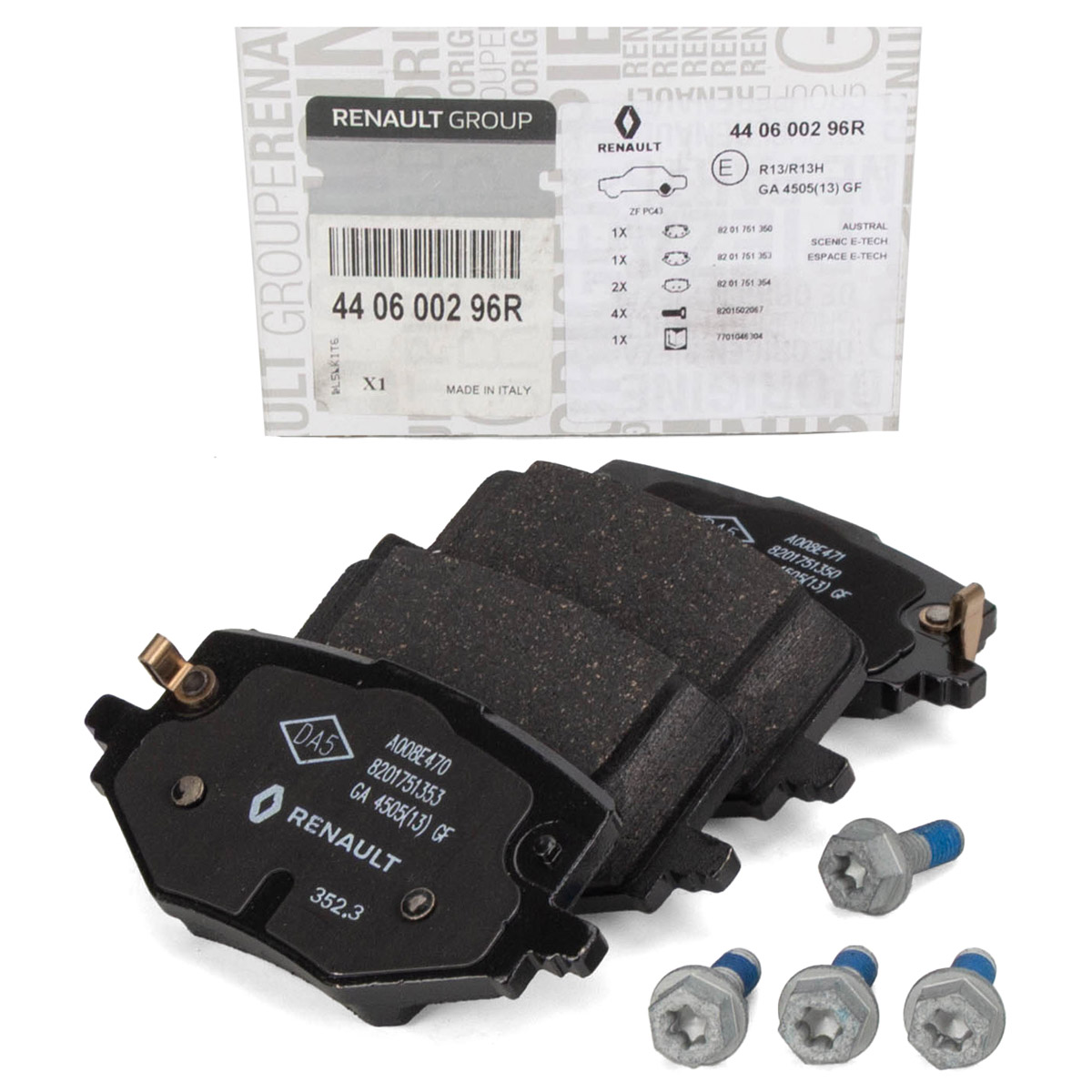 ORIGINAL Renault brake pad set Austral Espace 6 Rafale 1.2 E-Tech rear 440600296R