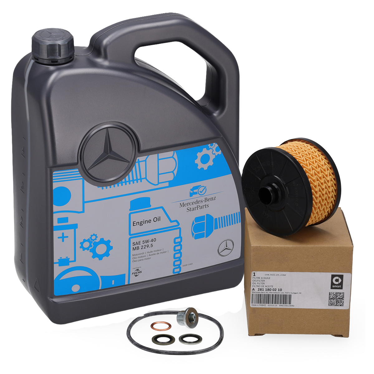 5L ORIGINAL 5W-40 MB 229.5 Engine Oil + Oil Filter SMART ForFour ForTwo (453) 0.9 90/109 hp