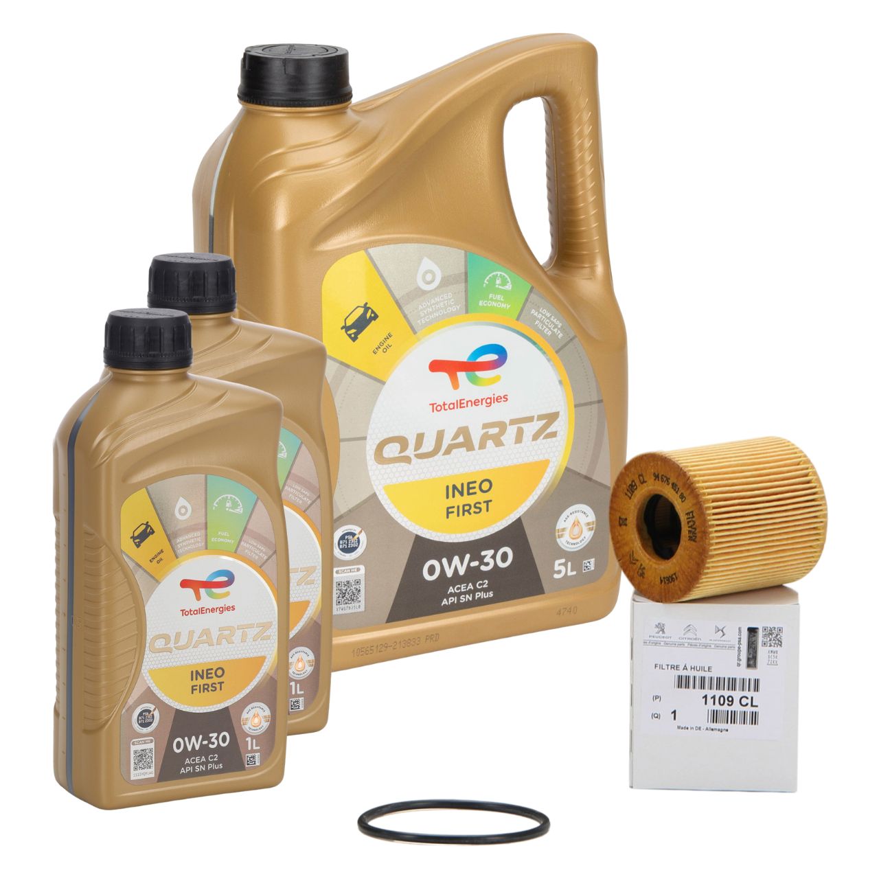 7L 7 Liter TOTAL QUARTZ INEO FIRST 0W-30 + ORIGINAL PSA &Ouml;lfilter 1109.CL