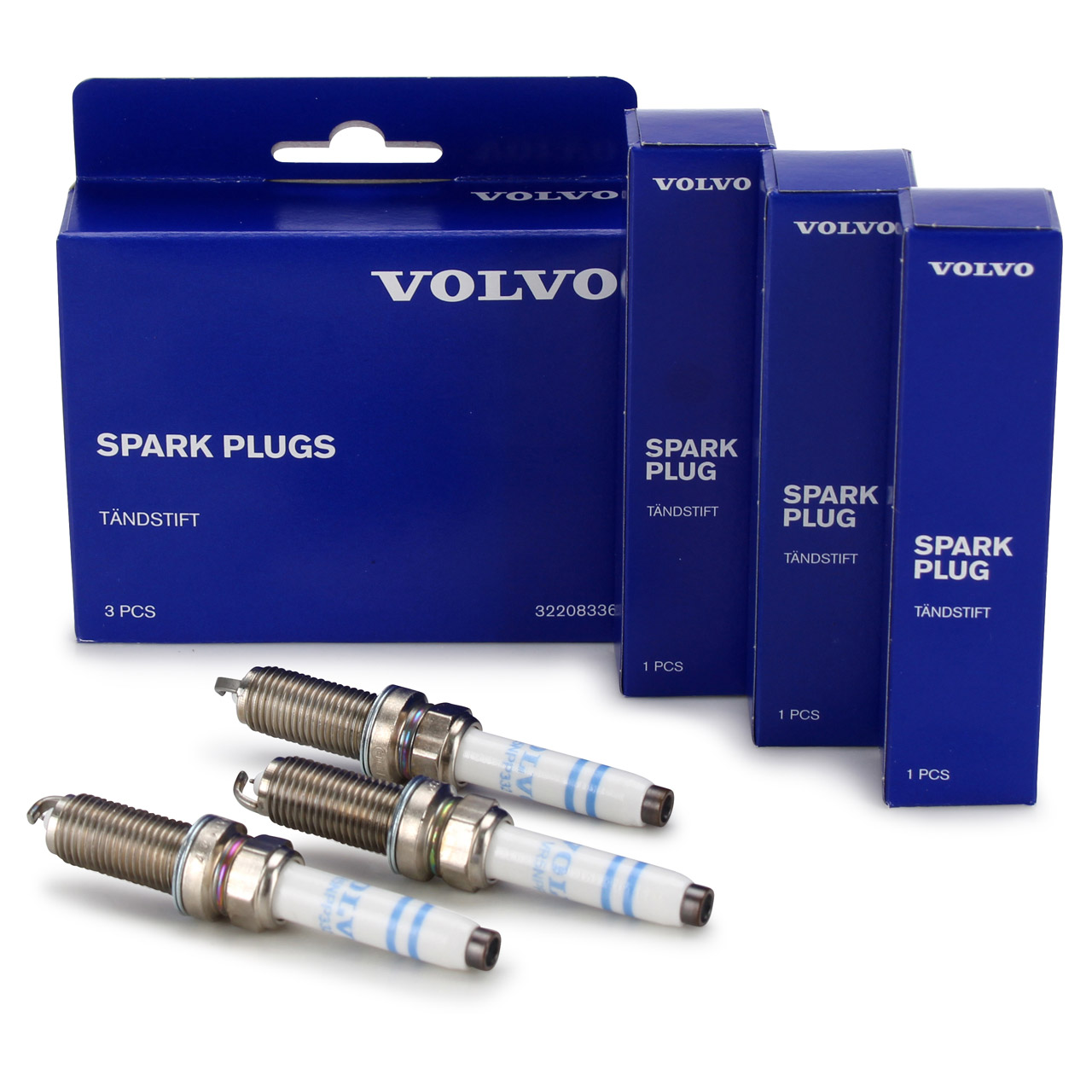 3x ORIGINAL Volvo Zündkerzen XC40 (536) T2 T3 T4/T5 T5 Plug-in Hybrid 129-262 PS 32208336