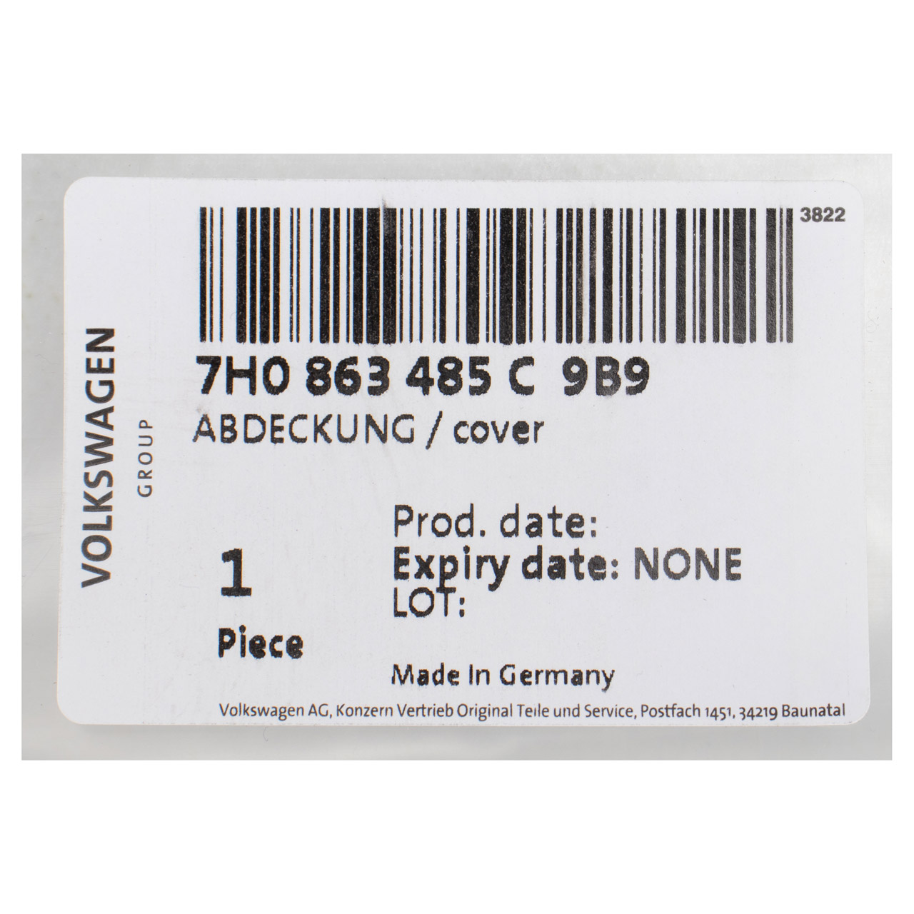 Original VOLKSWAGEN Innenverkleidung / Abdeckungen - 7H0 863 485 C 9B9 ...