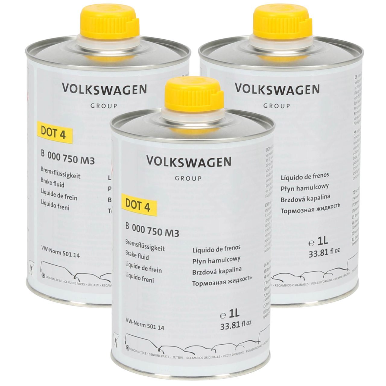 3L 3 Liter ORIGINAL AUDI VW SEAT SKODA Bremsfl&uuml;ssigkeit DOT 4 VW NORM 501 14 B000750M3