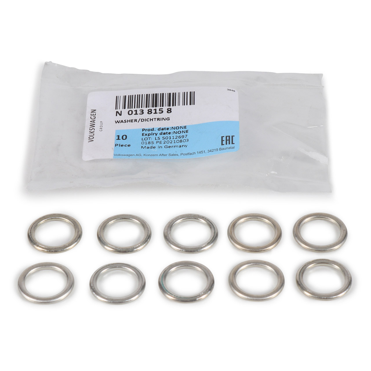 10x ORIGINAL ADUI CUPRA SEAT SKODA VW Sealing ring Oil drain plug N0138158