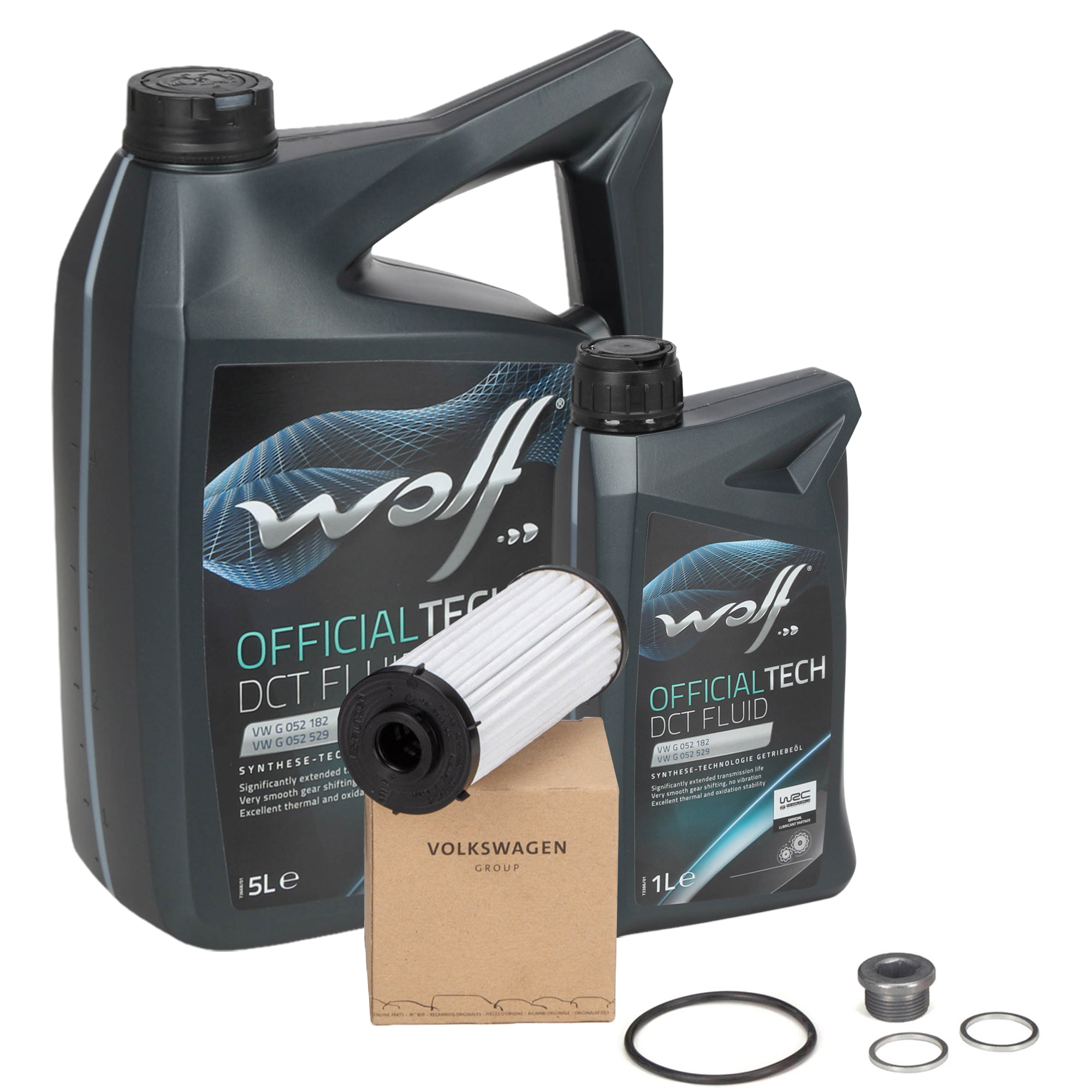ORIGINAL AUDI SEAT SKODA VW Transmission Filter Set 6-Speed DSG DQ250 + 6L WOLF Transmission Oil