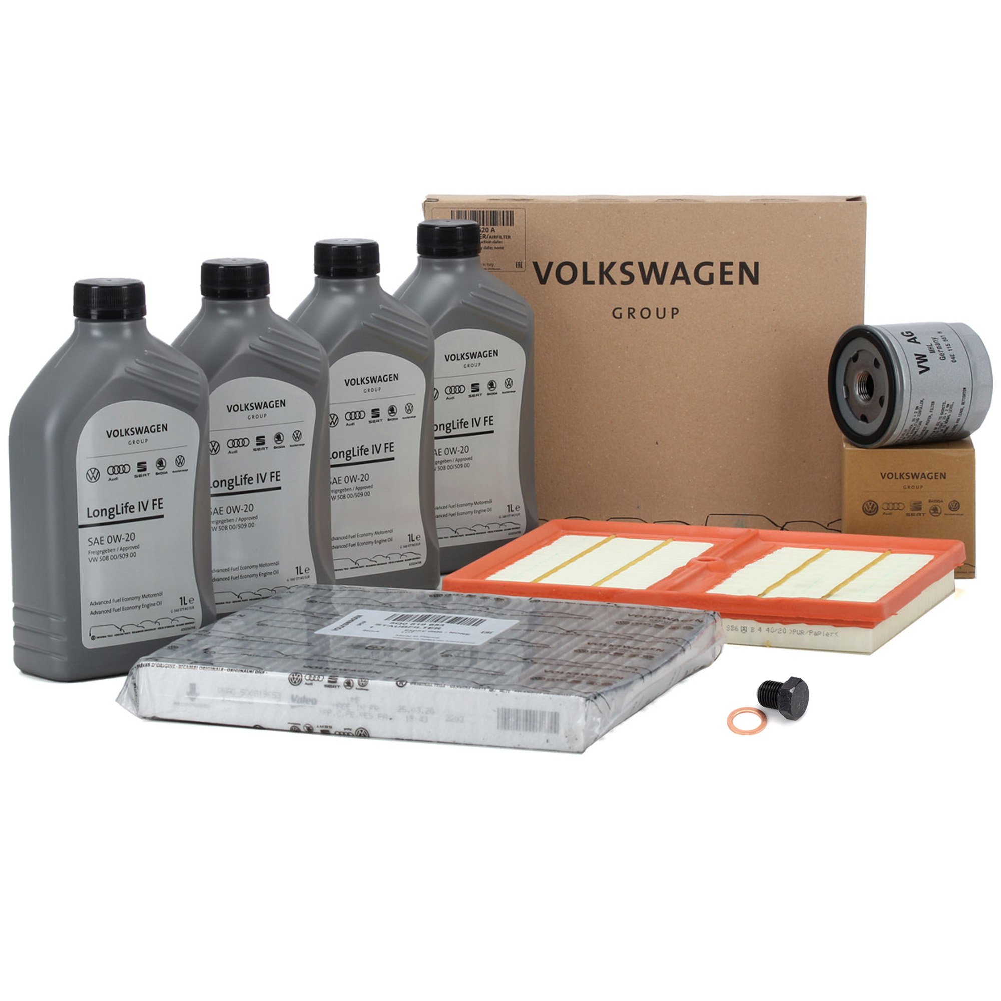 ORIGINAL AUDI VW Filterset + 4L 0W20 Motoröl Golf 7 T-Roc Touran A3 8V Q2 GAB 1.0 TSI