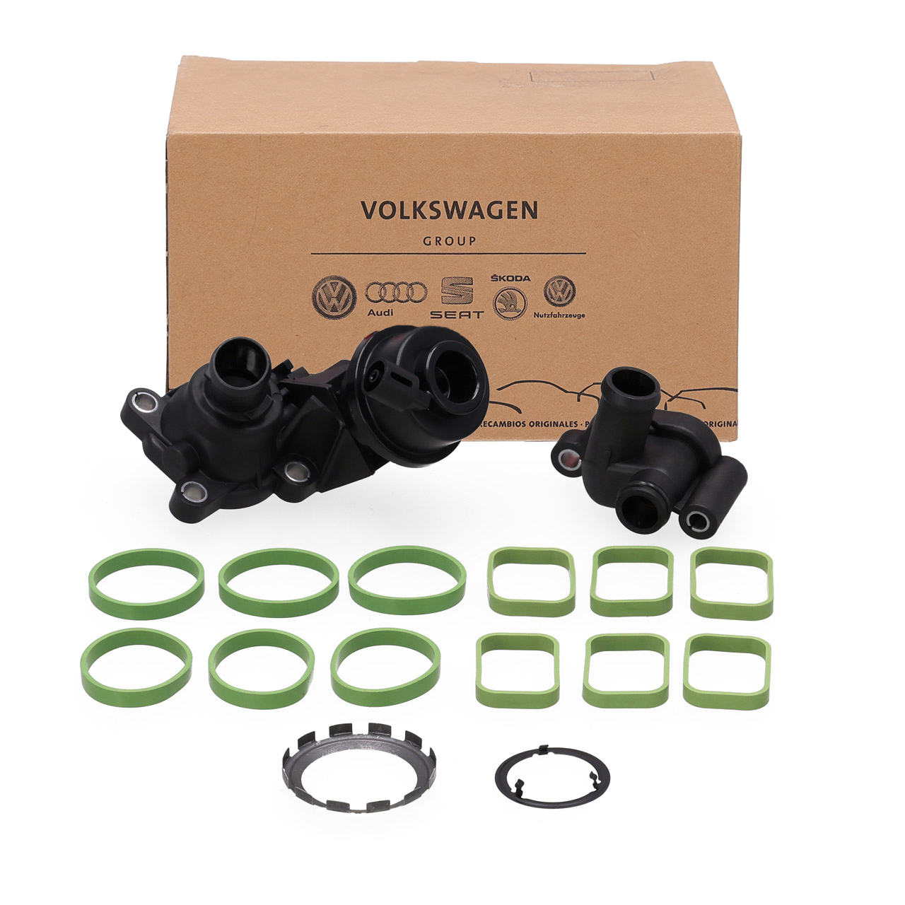 ORIGINAL AUDI VW K&uuml;hlmittelflansch + Regelventil + Dichtungen A4 A6 Q5 Q7 Touareg 3.0 TDI
