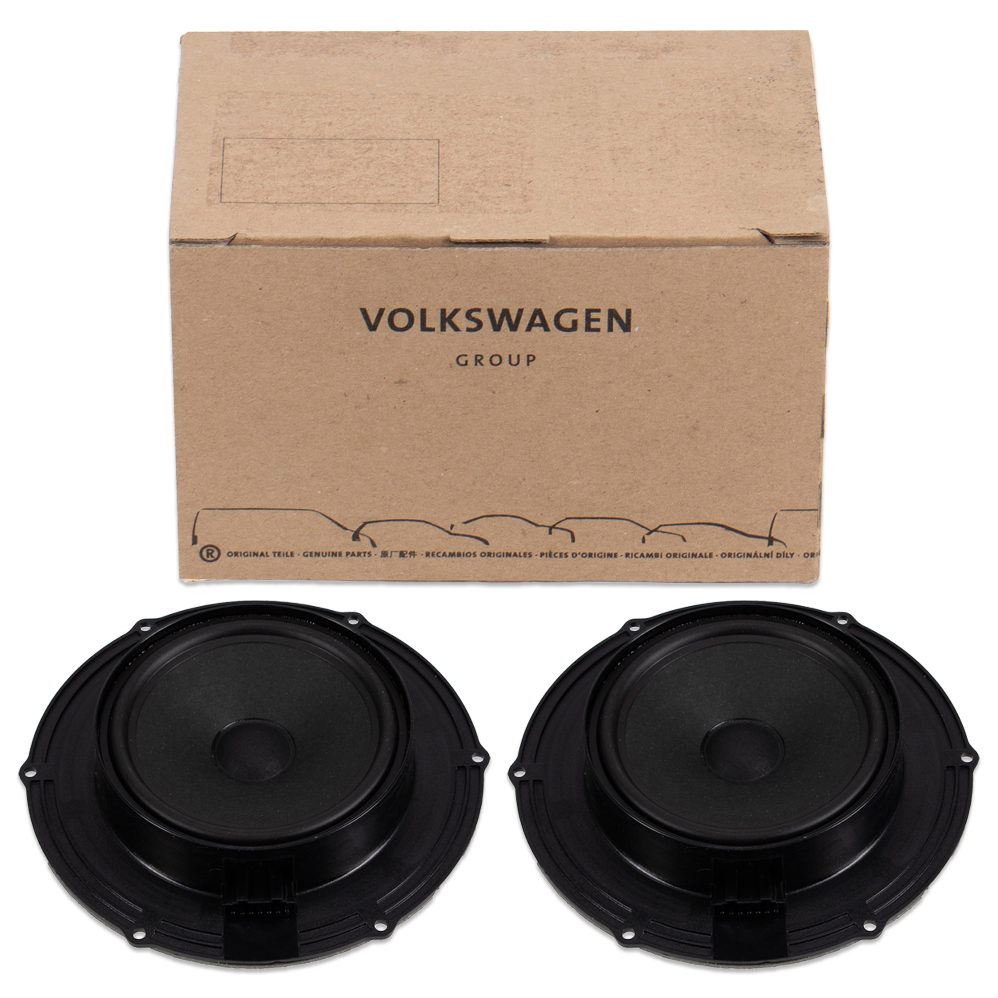 2x ORIGINAL VW Mitteltonlautsprecher Tieftonlautsprecher Transporter T5 PR-8RE 7E0035453D