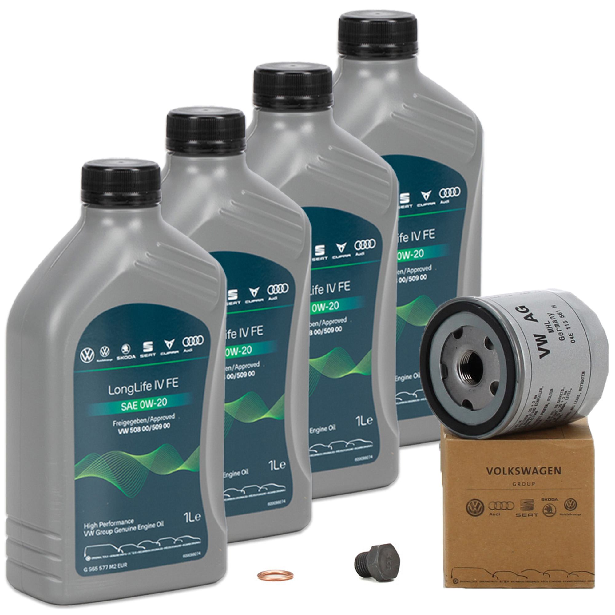 4L 4Liter ORIGINAL VW Audi Motoröl Öl 0W-20 LONGLIFE IV FE + Ölfilter 04E115561H