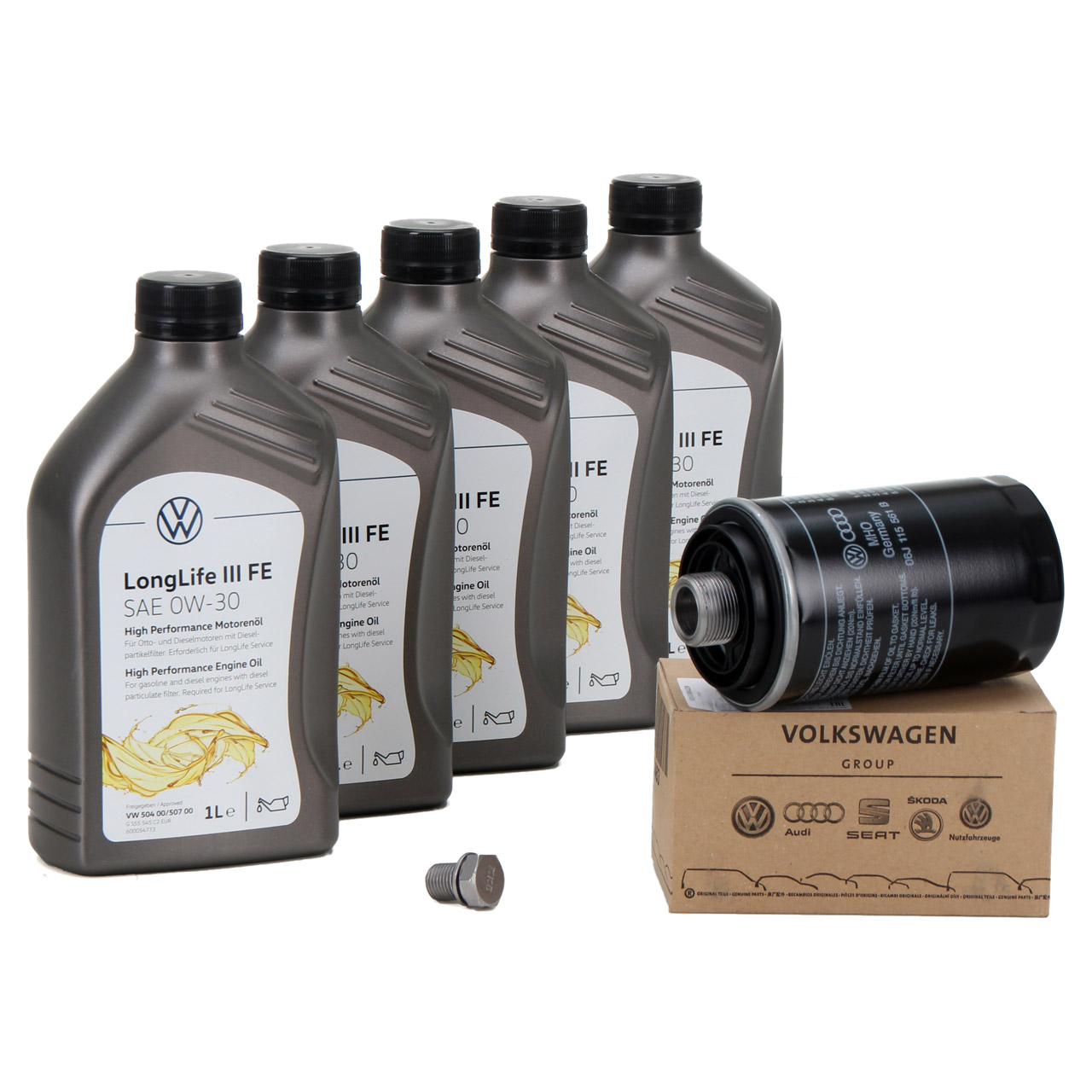 5L ORIGINAL VW Engine Oil 0W30 LONGLIFE III FE 504.00 507.00 + Oil Filter 06J115403Q