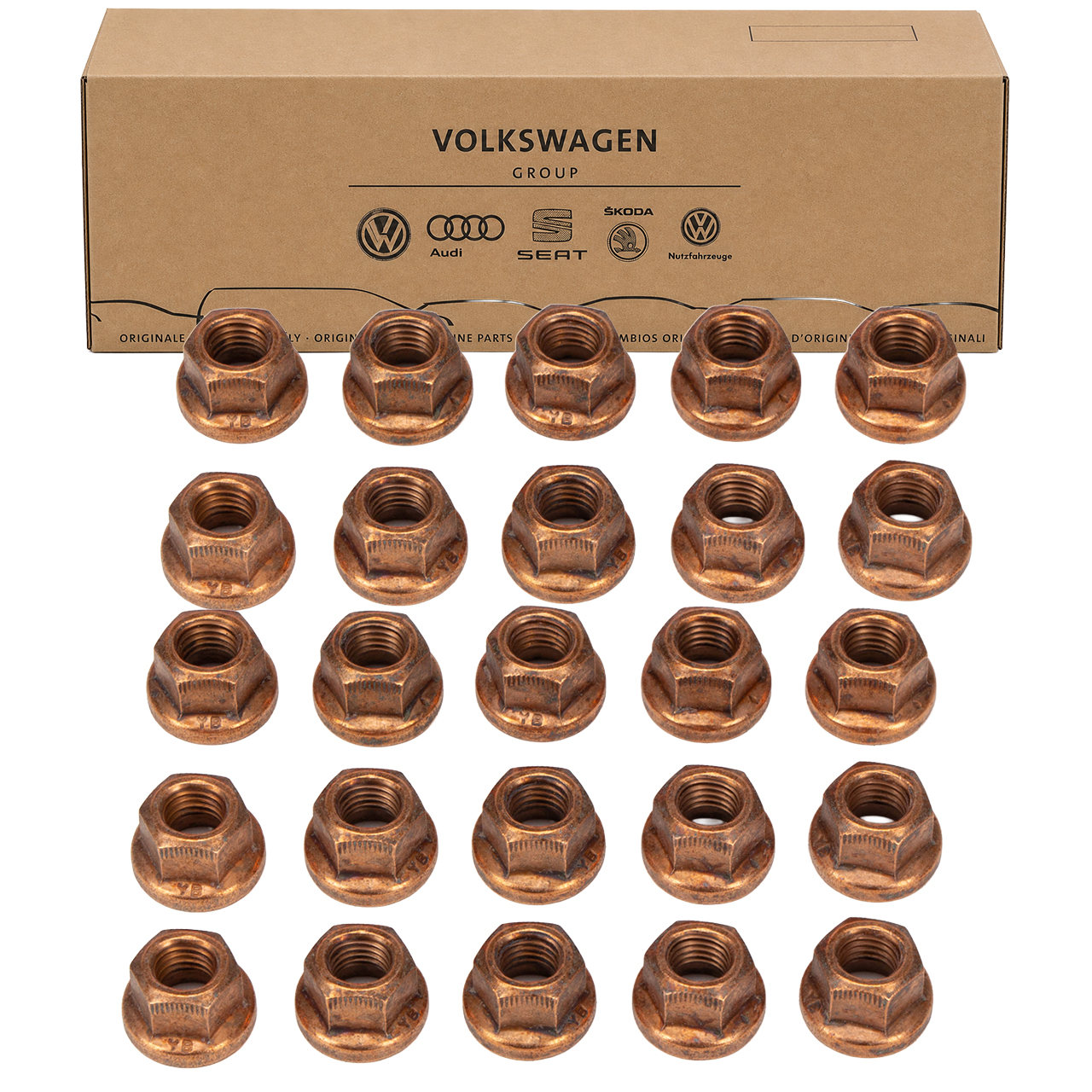 10x ORIGINAL AUDI VW nut exhaust manifold M8x1.25 SW12 with flange &Oslash; 16.3mm N90894601