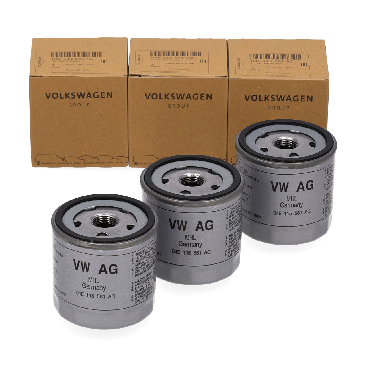 3x ORIGINAL VW &Ouml;lfilter Golf 7 8 Passat B8 Polo 5 6 Tiguan Touran 1.0-1.5 TSI 04E115561AC