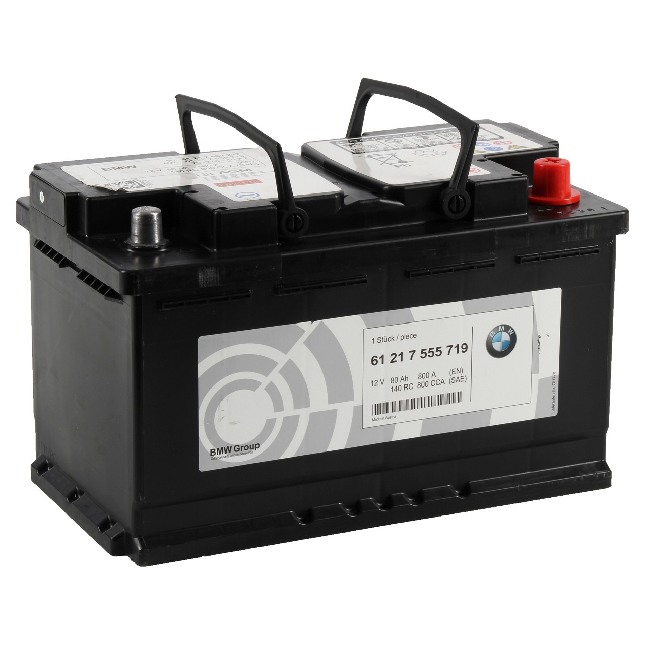 ORIGINAL BMW Autobatterie Batterie Starterbatterie 12V 80Ah 800A 61217555719