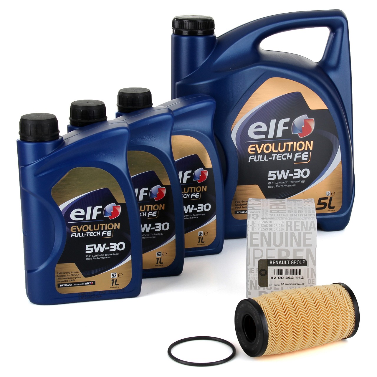 8L elf Evolution Full-Tech FE 5W-30 Motoröl ORIGINAL Renault Ölfilter 8200362442
