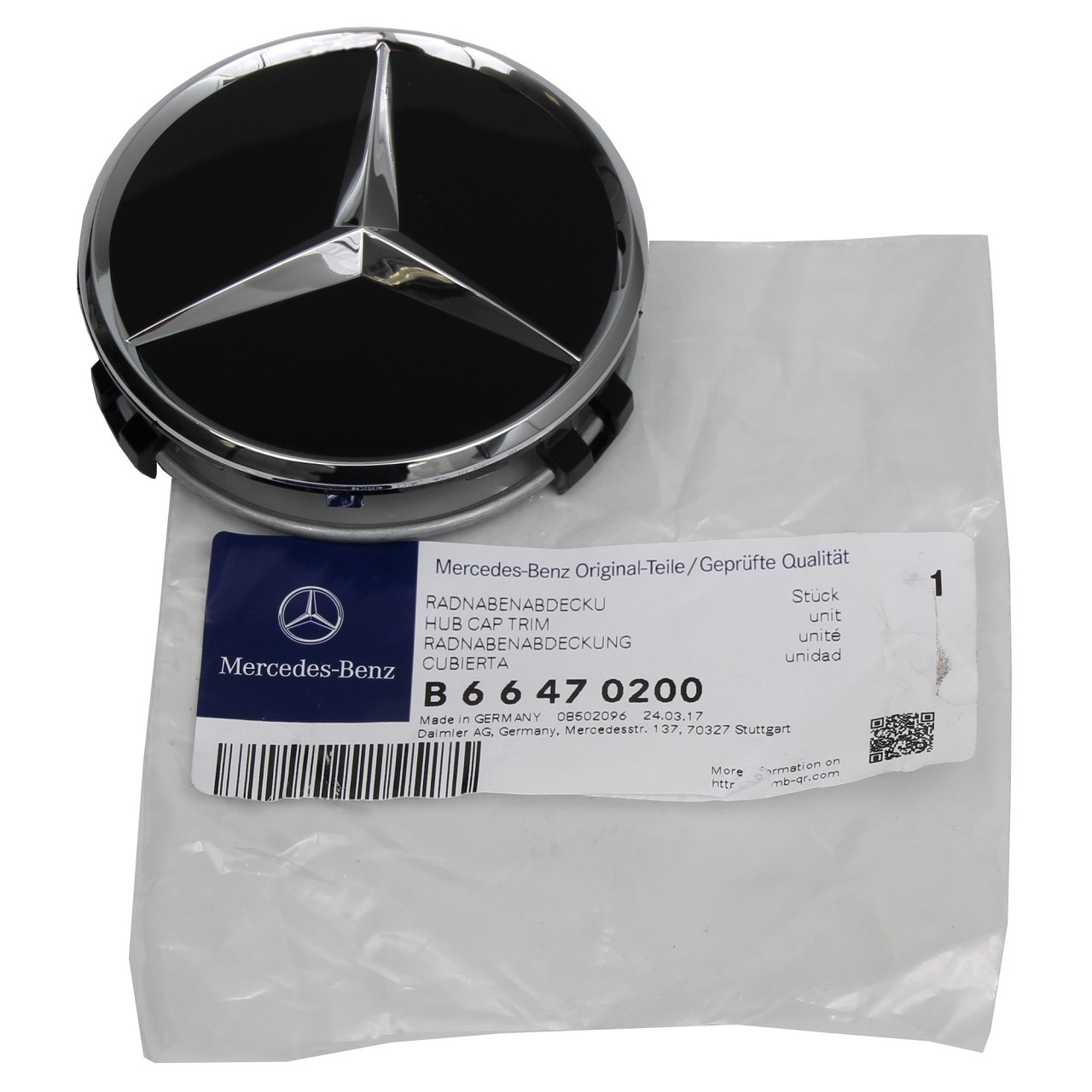 ORIGINAL Mercedes Zierkappe Nabendeckel Nabenkappe Felgendeckel SCHWARZ 66470200