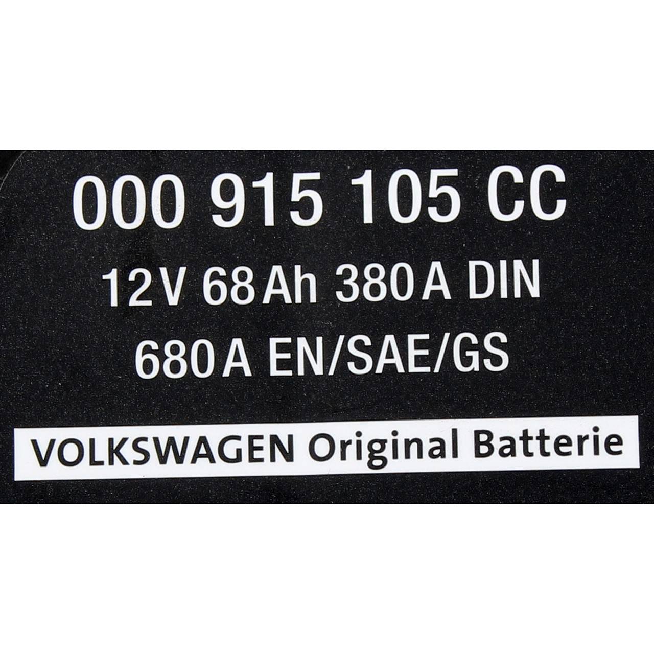 Original VW Batterie AGM 12V 68 Ah