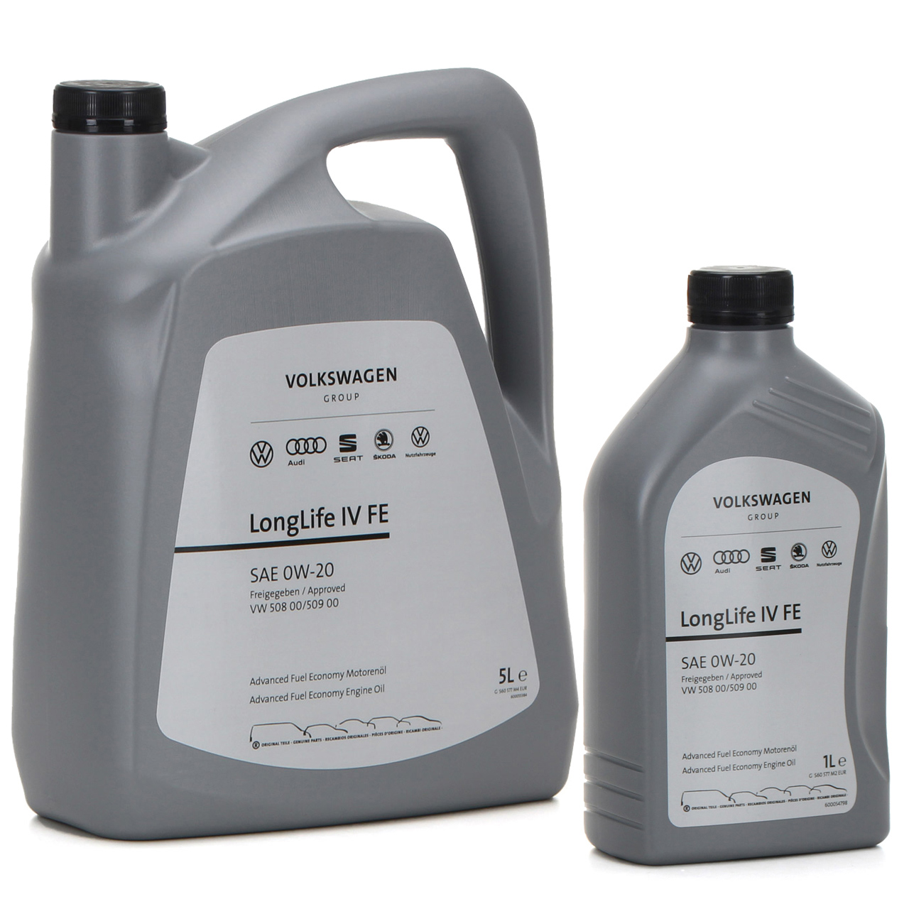 5l + 1l canister of original VW LongLife IV FE engine oil 0W-20 GS60577M2 + GS60577M4